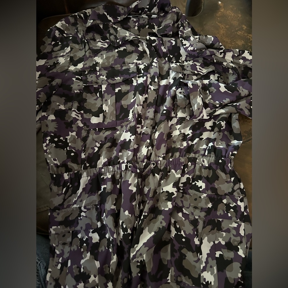Purple camo blouse/tunic large